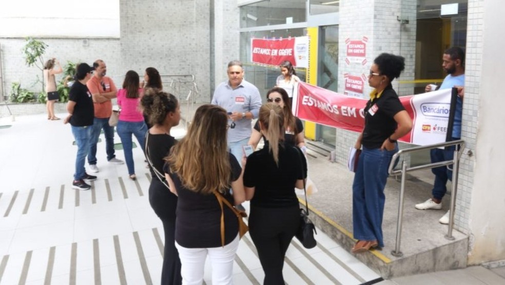 Bancários do Banco do Brasil entram em greve no Ceará — Foto: Sindicato dos Bancários do Ceará/Divulgação