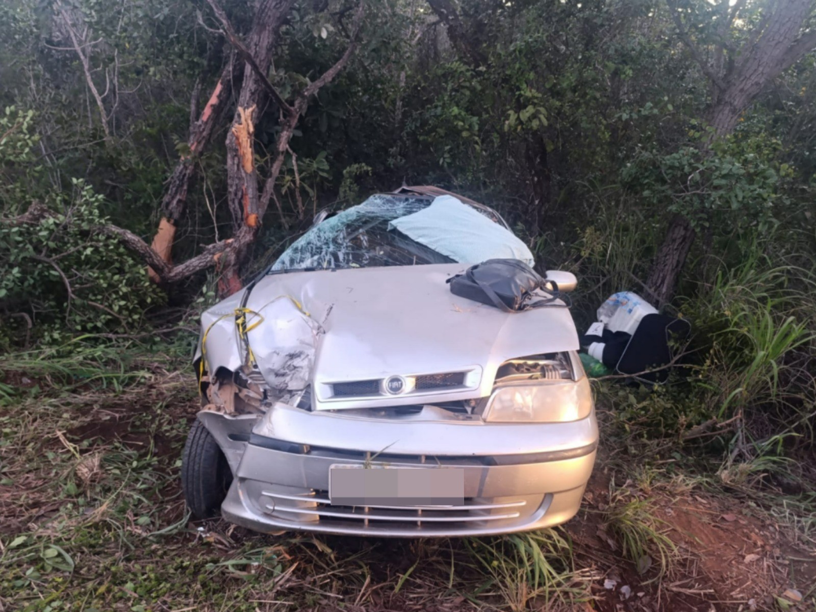 Mulher fica gravemente ferida após carro sair da pista e bater em árvore na MGC-135, em Mirabela