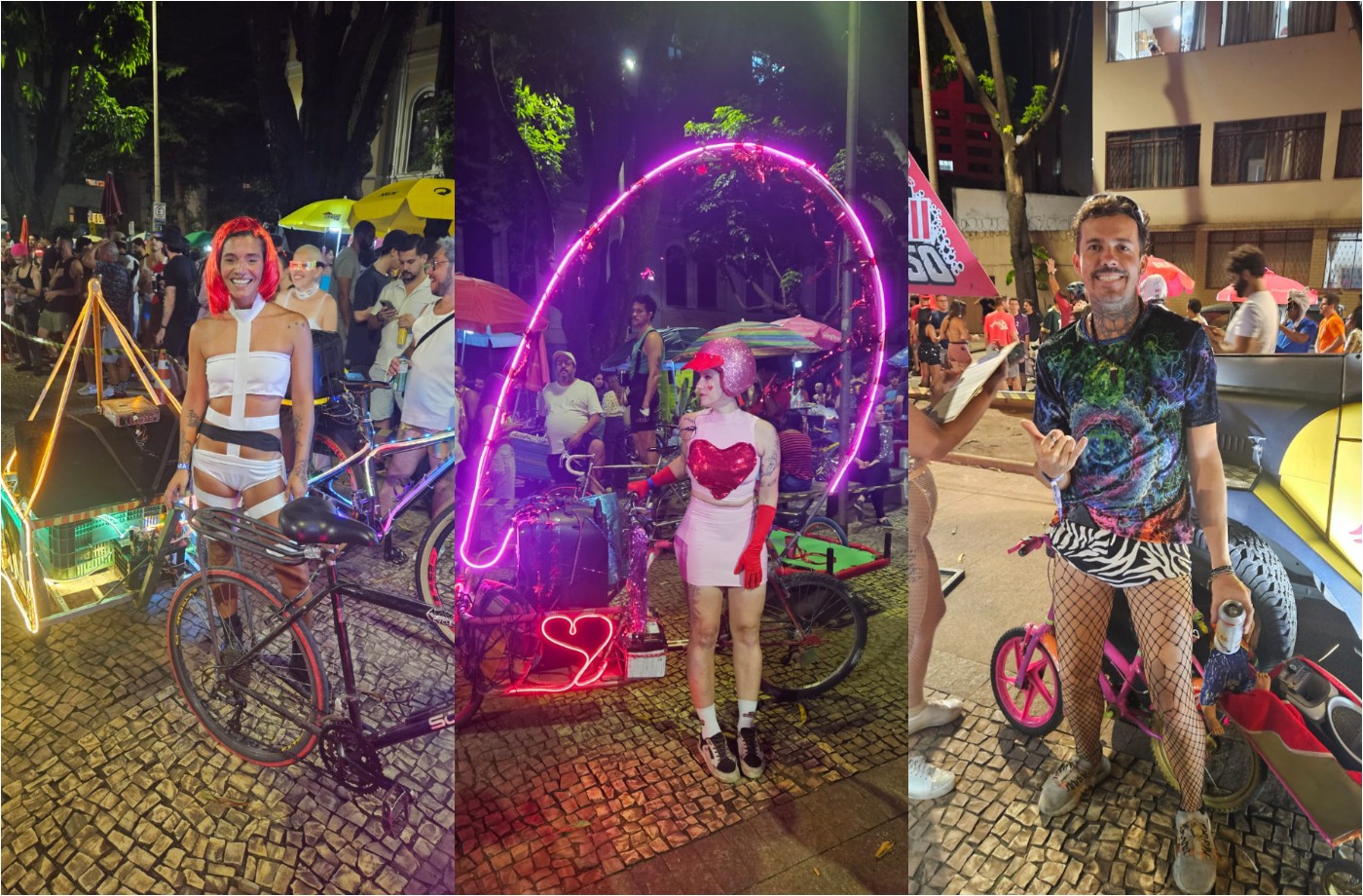 Bloco da Bicicletinha, em BH, reúne ciclofoliões com bikes 'fantasiadas', luzes e muito 'som da caixinha' em clima de balada na rua