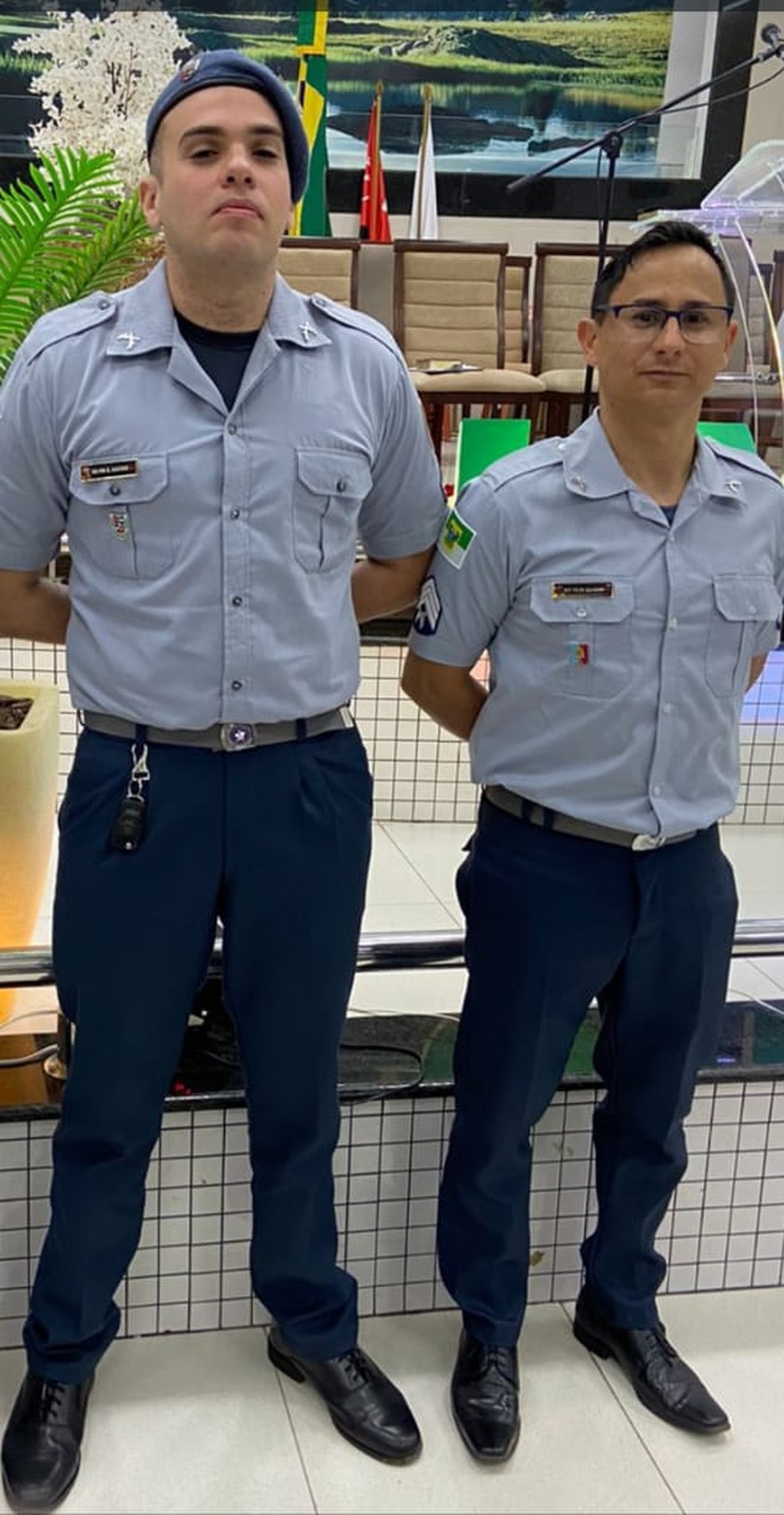 Soldado David Xavier e sargento Eloíso Oliveira — Foto: Divulgação