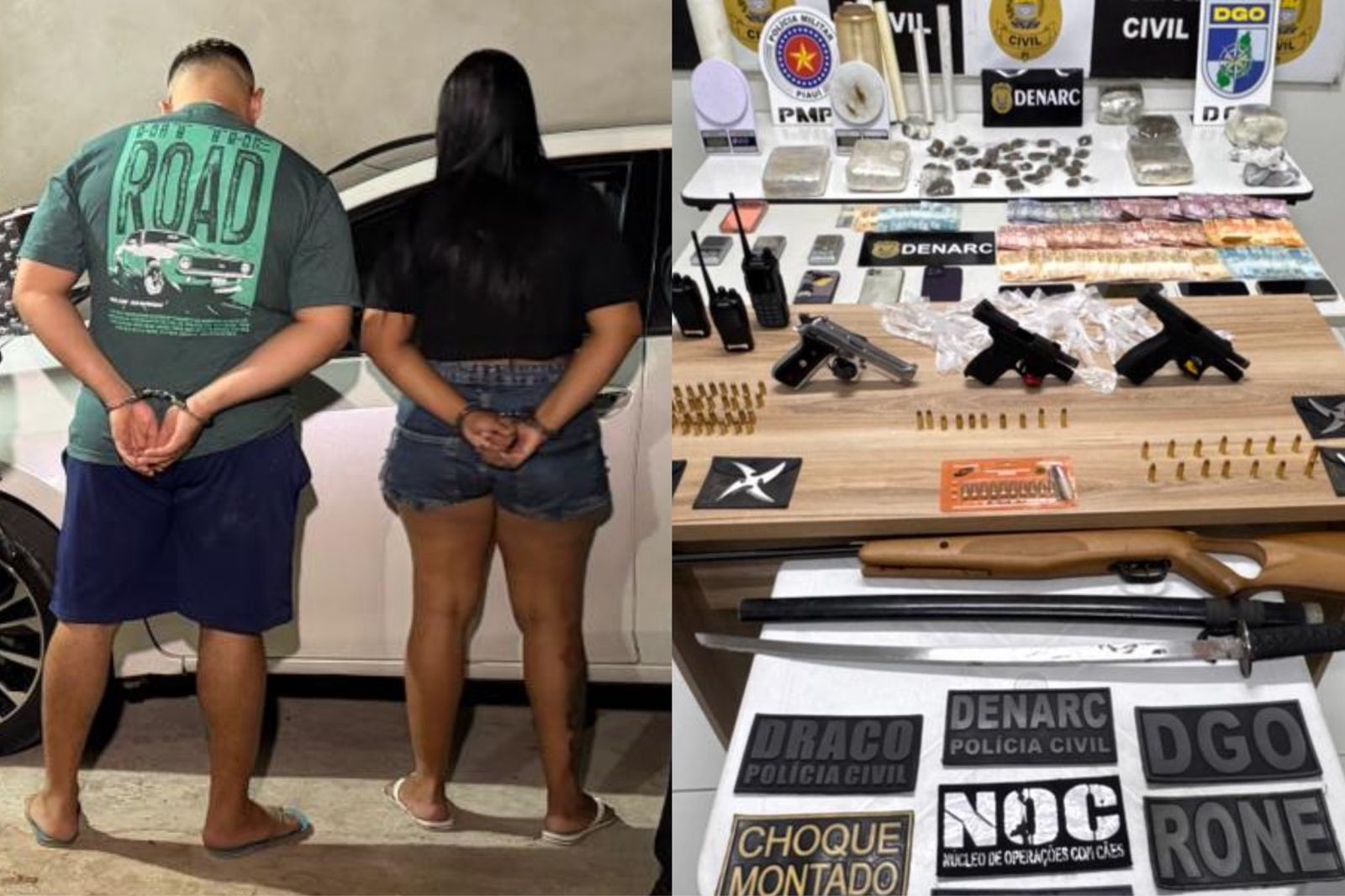 Casal e mais oito são presos suspeitos de tráfico de drogas em Teresina; pistolas e espadas apreendidas