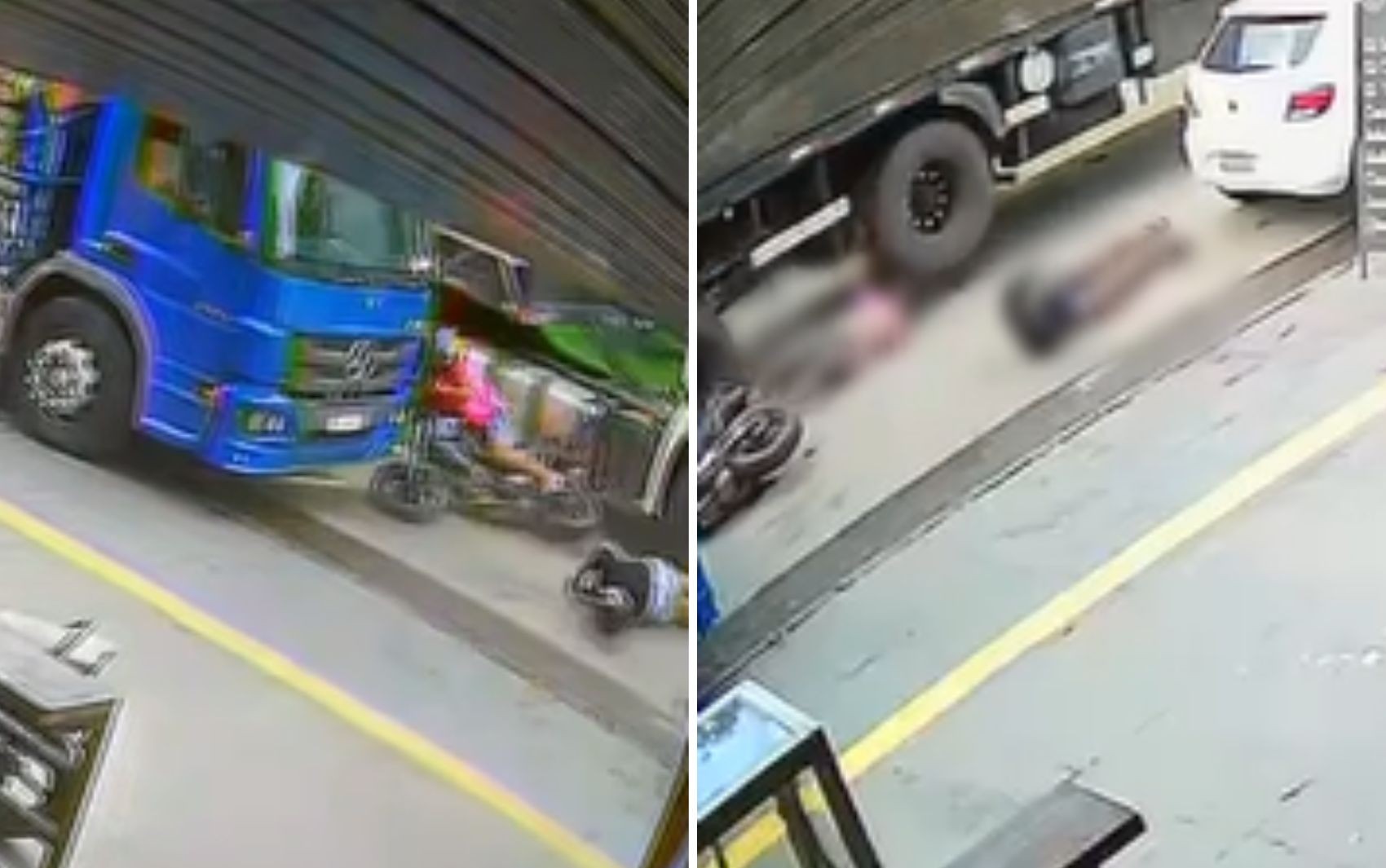 Motociclista cai durante ultrapassagem e morre atropelado por caminhão em Goiânia; vídeo