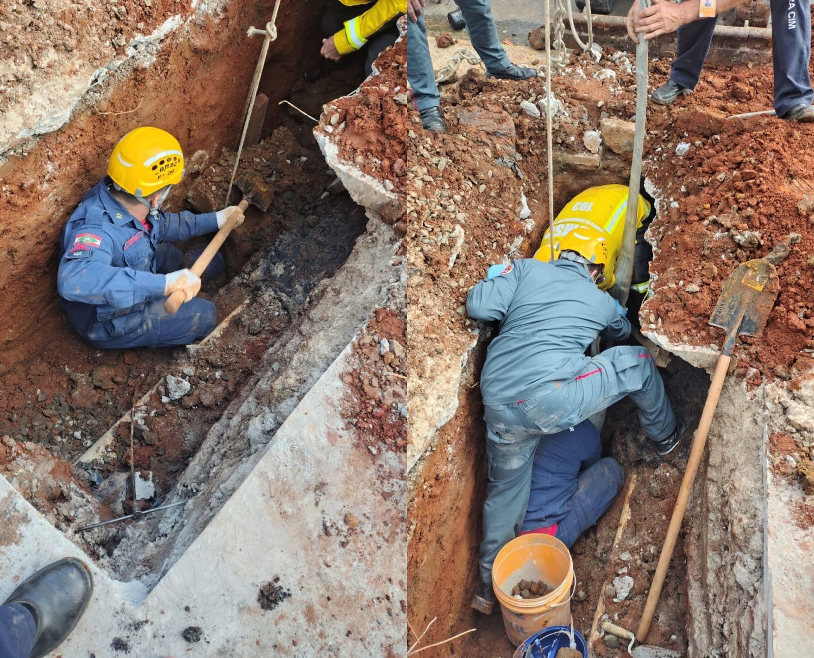 Trabalhador é soterrado durante desmoronamento de obra de esgoto em SC