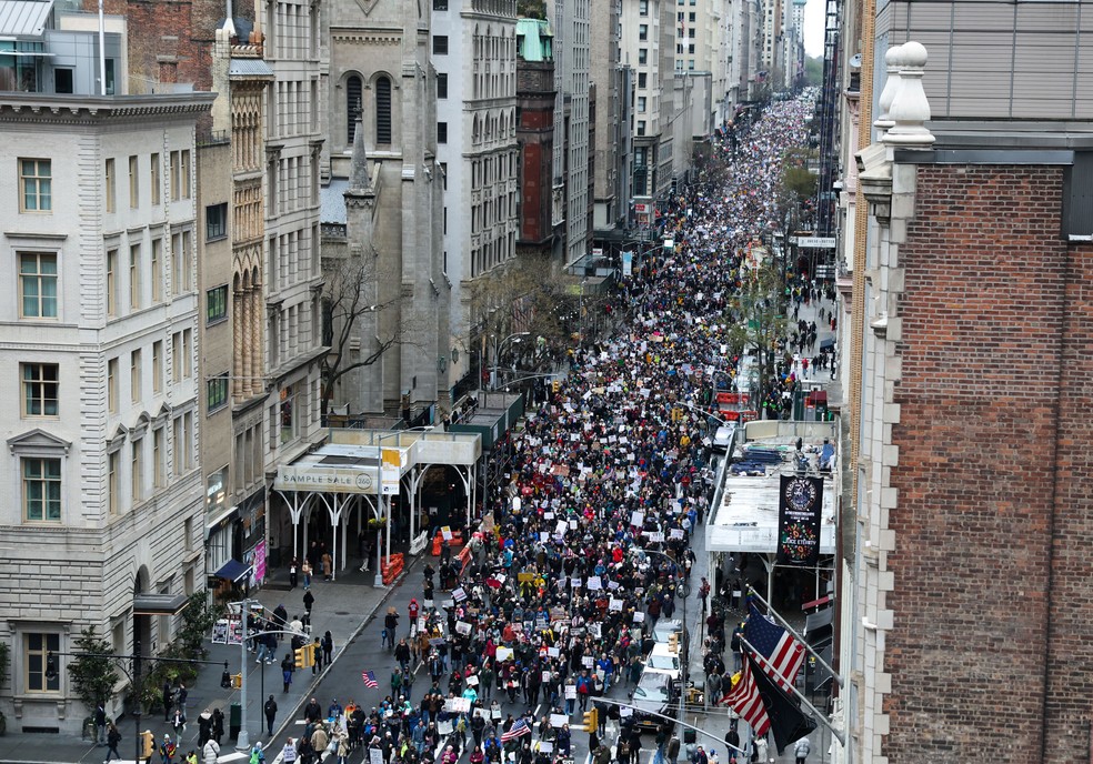 Ato contra Trump em Nova York — Foto: Caitlin Ochs/Reuters