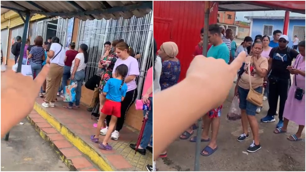 Venezuelana mostra fila para comprar e estocar comida em meio a incertezas políticas no país — Foto: Sofia Salazar/Arquivo pessoal