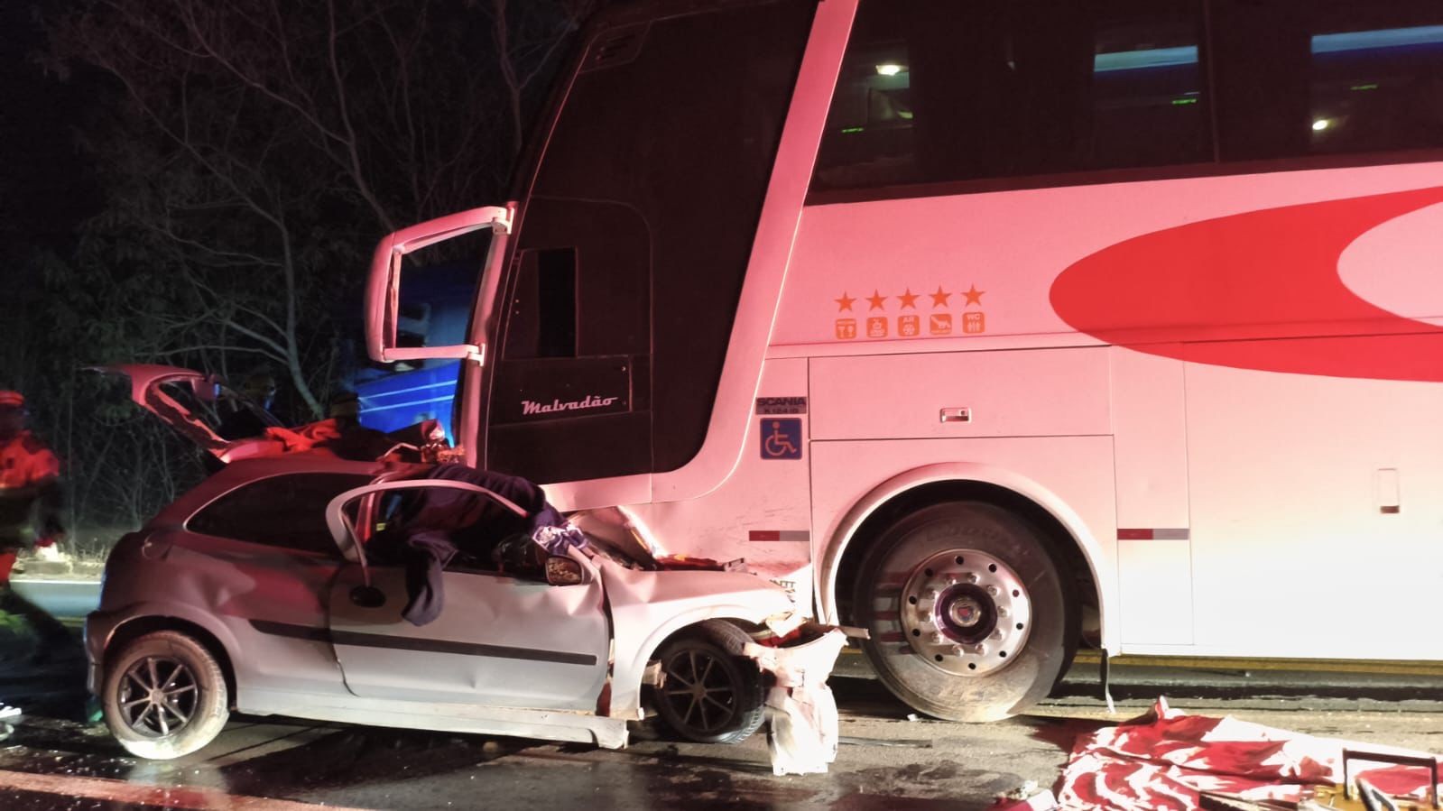 Cinco pessoas morrem em colisão entre carro e ônibus em MG