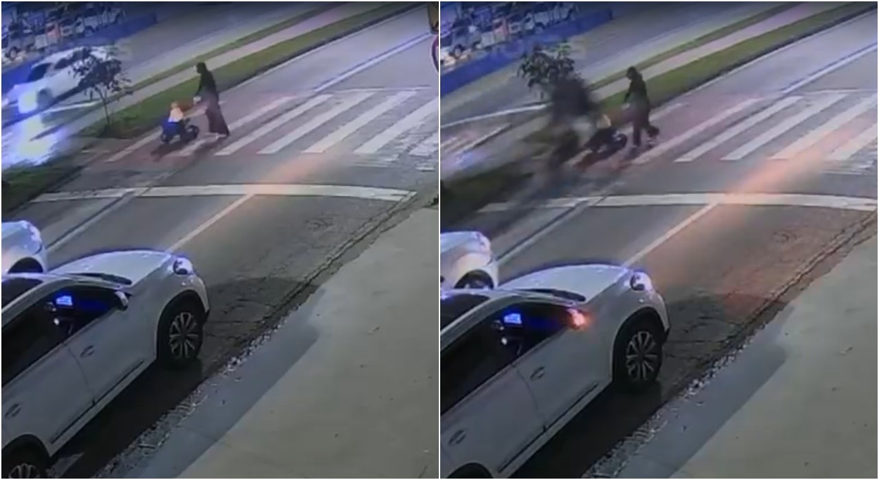 VÍDEO: motociclista atropela bebê que atravessava faixa de pedestres com a mãe em avenida de Sorocaba