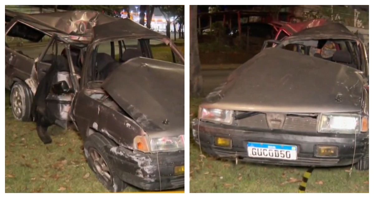 Motorista bate em poste, carro capota e jovem de 25 anos morre e 4 ficam feridos na Zona Norte de SP