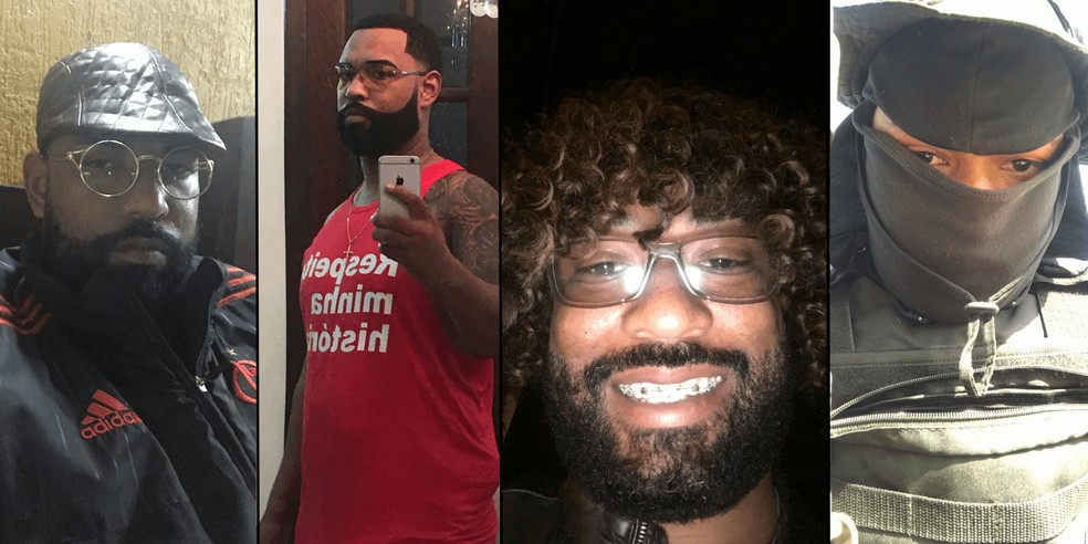 Tandera e seus disfarces: peruca, boina óculos e rosto coberto para matar inimigos — Foto: Reprodução