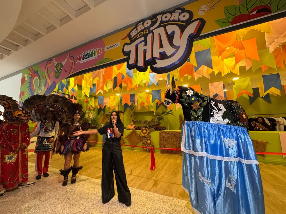 Thaynara OG inaugura loja oficial do Festival São João da Thay em São Luís — Foto: Rafaelle Fróes/g1 MA