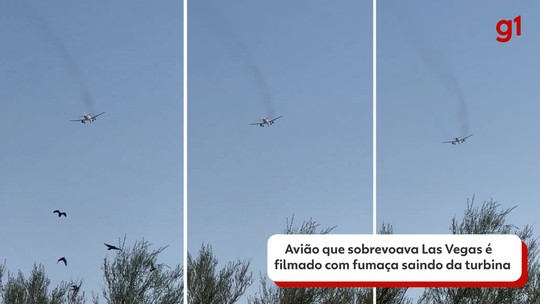 VÍDEO mostra fumaça preta e chamas em motor de avião em Las Vegas, nos EUA; aeronave teve que voltar a aeroporto