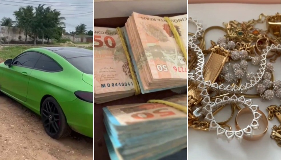 Veículos de luxo, joias e dinheiro foram apreendidos — Foto: Reprodução