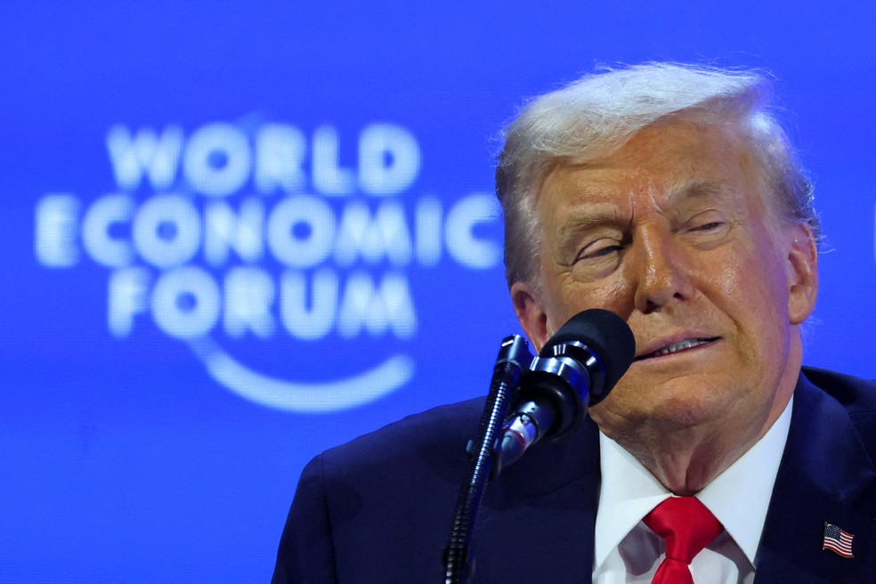 O presidente dos Estados Unidos, Donald Trump, no Fórum Econômico Mundial, em 21 de janeiro de 2026 — Foto: REUTERS/Denis Balibouse
