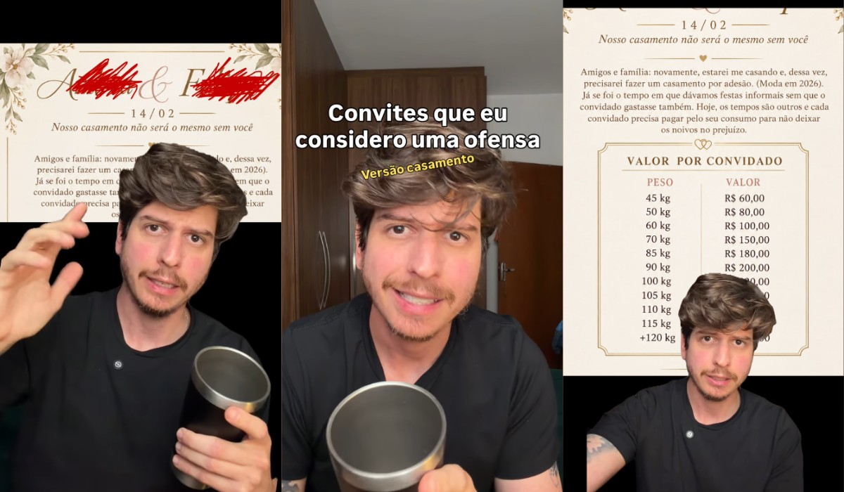 Influenciador do interior de SP viraliza ao ‘desmascarar’ regras absurdas em convites de casamento e festas
