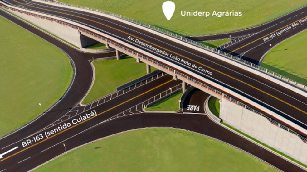 Projeto do viaduto que está em construção na BR-163 em Campo Grande (MS). — Foto: Reprodução