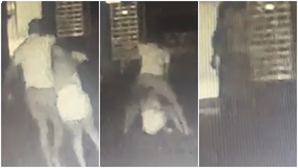 Vídeos mostram agressões de Alex Leandro Bispo dos Santos a Maria Katiane Gomes da Silva momentos antes de ela cair do 10º andar de prédio em SP — Foto: Reprodução