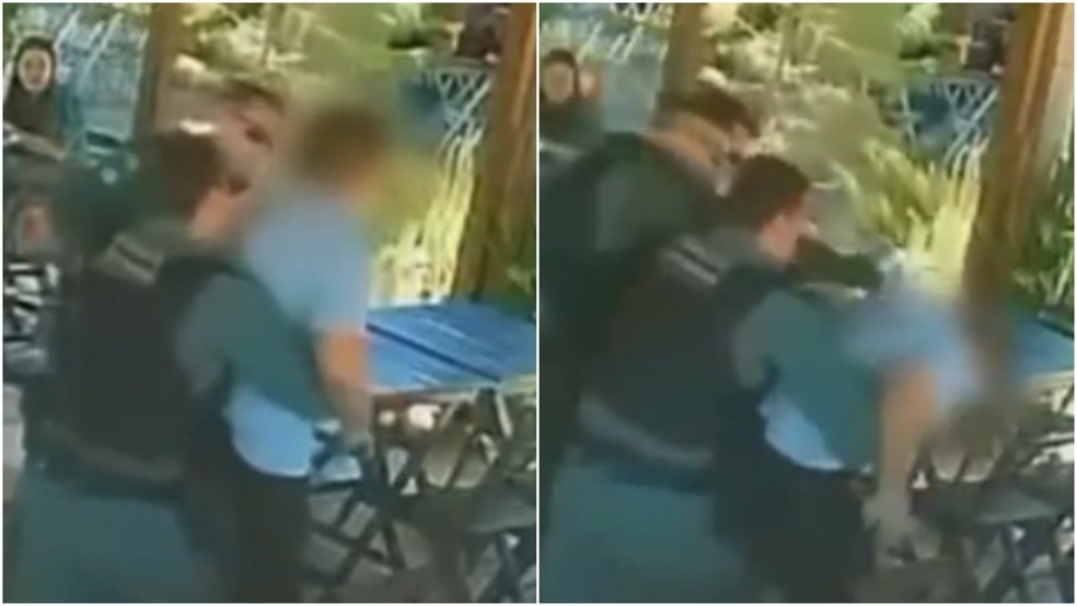 Policial Militar desengasga homem em restaurante em Pentecoste — Foto: Reprodução/SSPDS