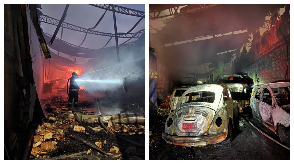 Incêndio destrói fábrica de colchões e atinge academia, oficina mecânica e creche na Zona Leste de SP