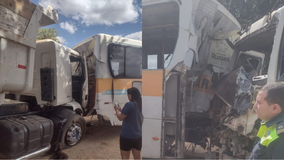 Acidente entre caminhão e ônibus com universitários deixa feridos no Ceará. — Foto: Corpo de Bombeiros/Reprodução