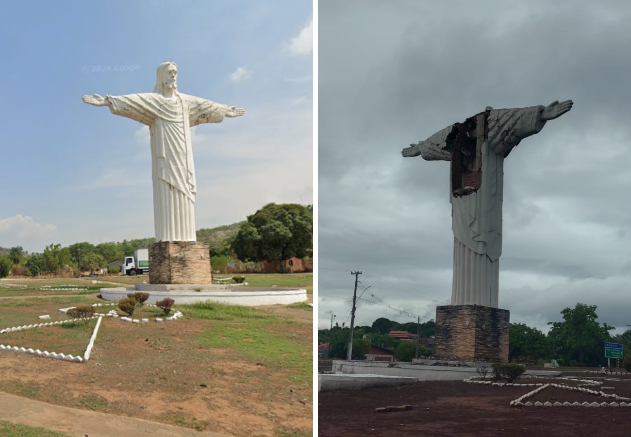 Temporal arranca cabeça de monumento do Cristo Redentor no Tocantins