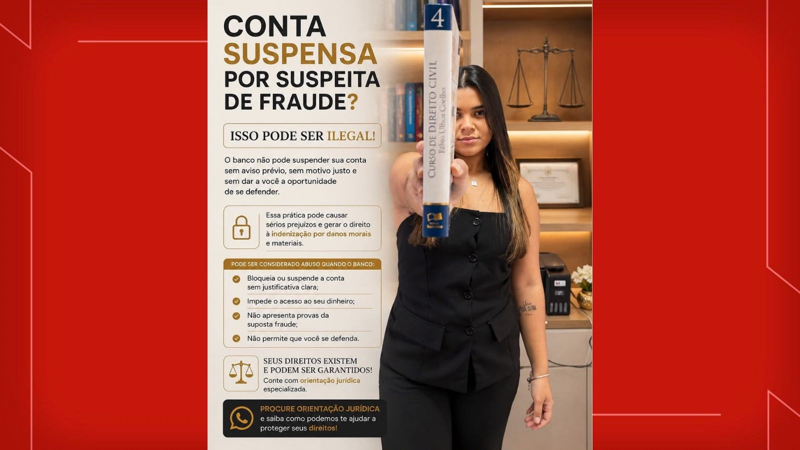 Suspeita de aplicar golpes dava dicas jurídicas contra práticas ilegais em rede social, diz polícia 