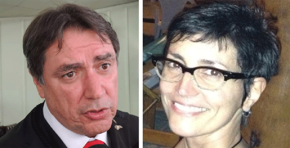 Celso Vendramini e Cláudia Mac Dowell: Ministério Público acusou advogado de injúria homofóbica contra a promotora — Foto: Pedro Carlos Leite/Arquivo G1 e Arquivo pessoal