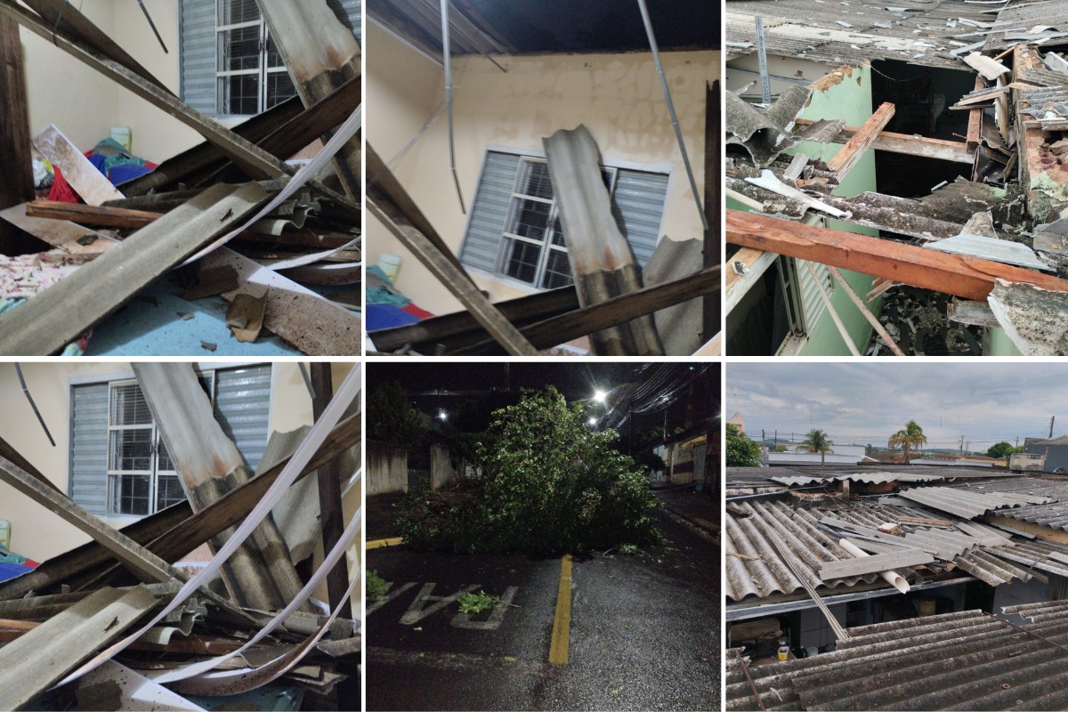 Temporal e granizo provocam destelhamentos e quedas de árvores em Osvaldo Cruz