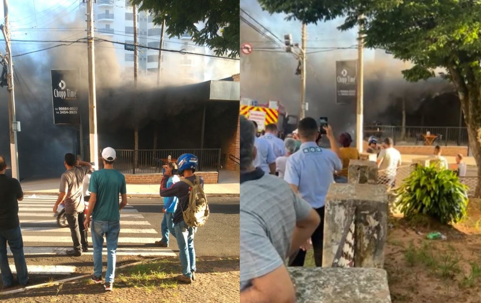 Fumaça assustou moradores na zona central de Marília (SP) — Foto: Arquivo Pessoal