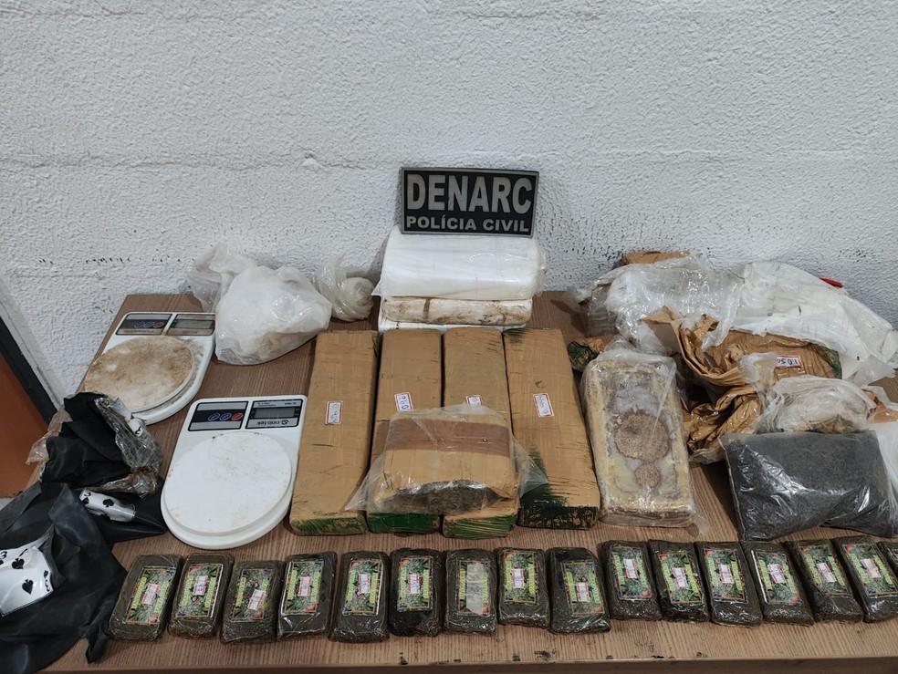 Drogas apreendidas durante ação da Divisão Especializada de Repressão a Narcóticos em Paraíso do Tocantins — Foto: Divulgação/PCTO