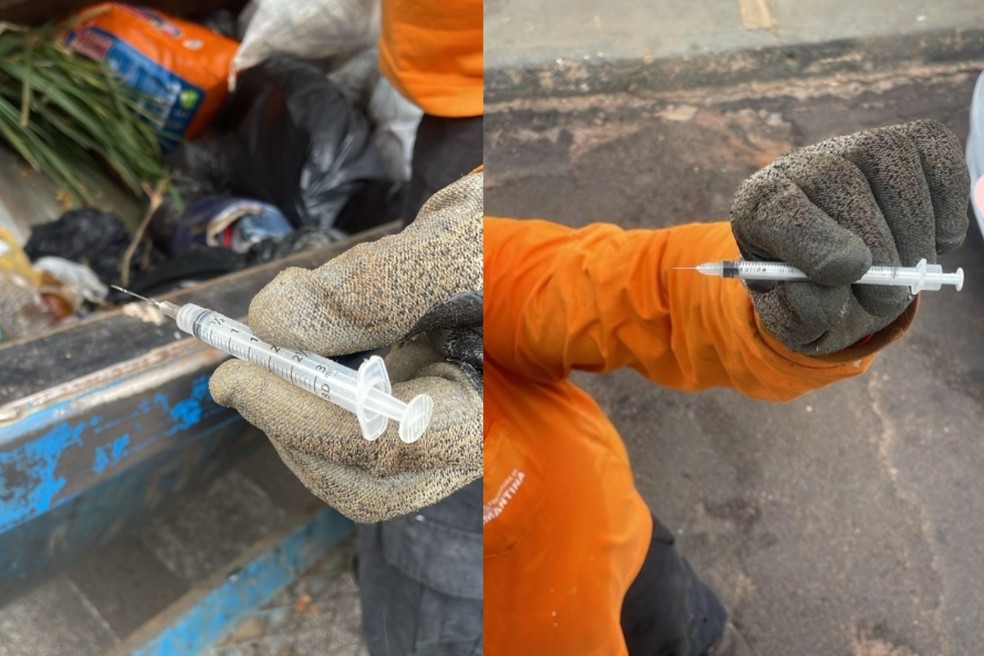 Descarte irregular de seringas em Adamantina (SP) — Foto: Reprodução/Prefeitura
