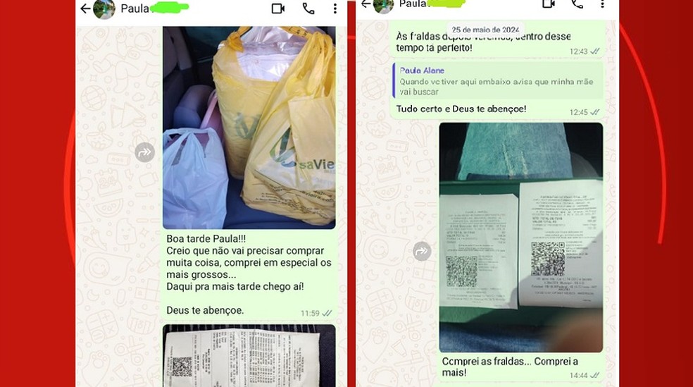 Prints mostram que vereador comprou o enxoval e mandou os comprovantes para a ex-namorada, Alagoas — Foto: Arquivo Pessoal