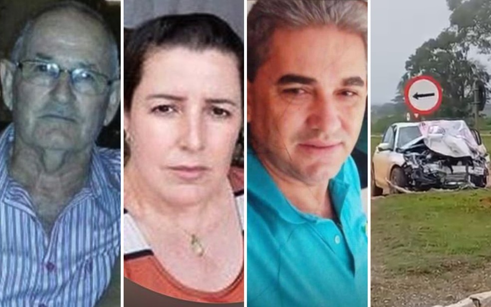 Jair Eustquio Quintino de Faria, Kelly Christian de Faria e Valter Camilo de Souza, que morreram em acidente na BR-153  Foto: Divulgao/Prefeitura de Alto Horizonte, Arquivo pessoal/Romrio Farias Borges e Divulgao/PRF-GO