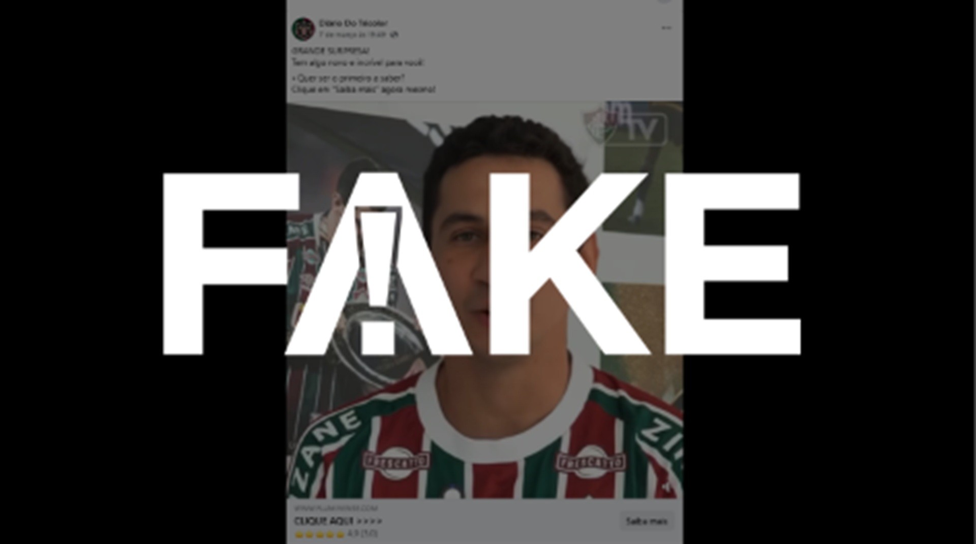 É #FAKE vídeo em que Ganso anuncia doação de 300 camisas a torcedores do Fluminense; trata-se de golpe