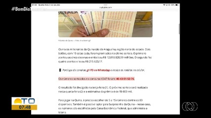 g1 Tocantins: bolão fatura R$ 12 milhões na Quina em Araguaína
