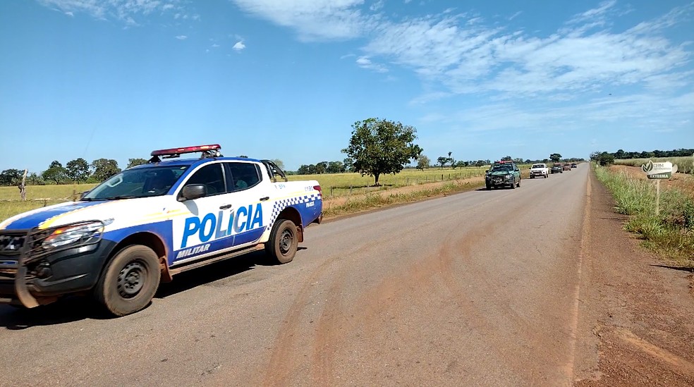 Viaturas retornam para Palmas após operação — Foto: Divulgação/PM