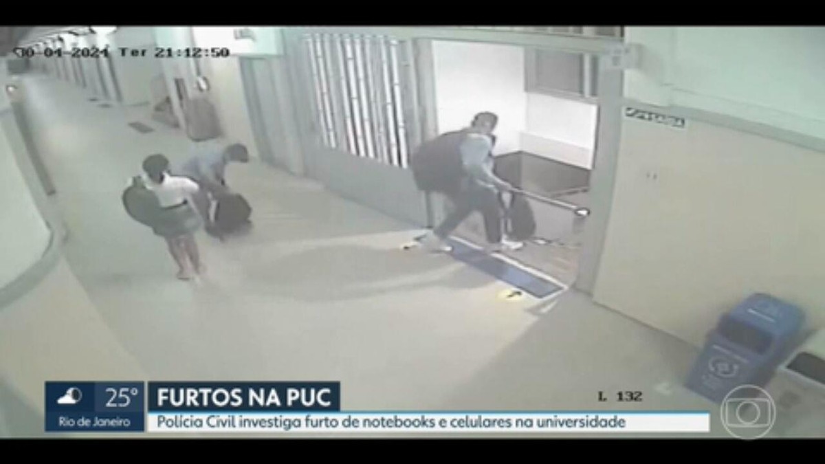 Polícia investiga imagens que mostram supostos ladrões de computadores na PUC-Rio; VÍDEO