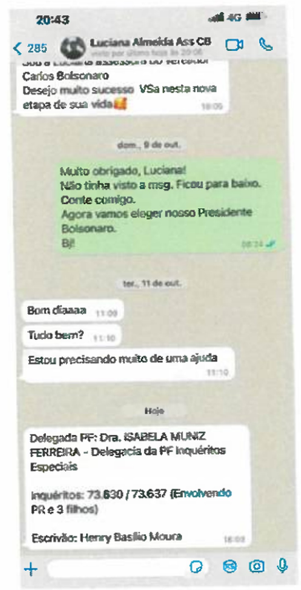 Conversa entre assessora de Carlos Bolsonaro e Alexandre Ramage — Foto: Divulgação/PGR