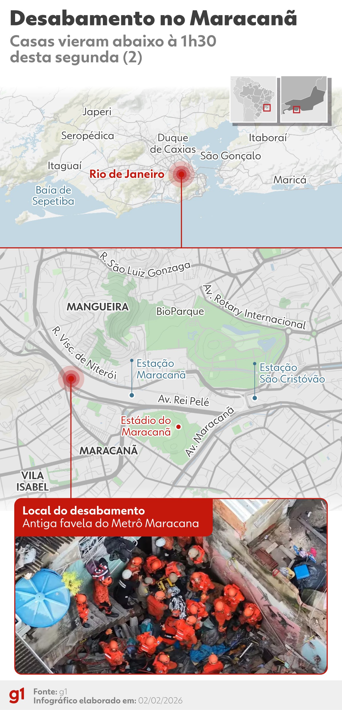 Mãe morre em desabamento de casa no Maracanã; filha de 7 anos é resgatada após horas soterrada
