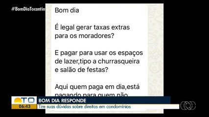 Especialista tira dúvidas sobre direitos de moradores de condomínios no Bom Dia Responde