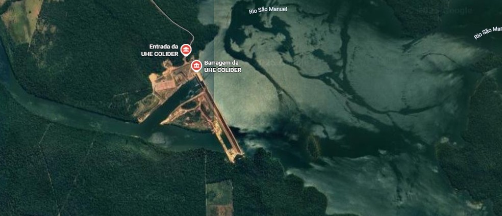 Região da barragem — Foto: Reprodução google maps
