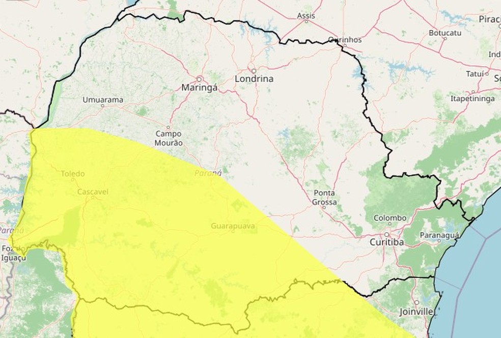 Alerta de tempestade do Inmet — Foto: Reprodução/Inmet