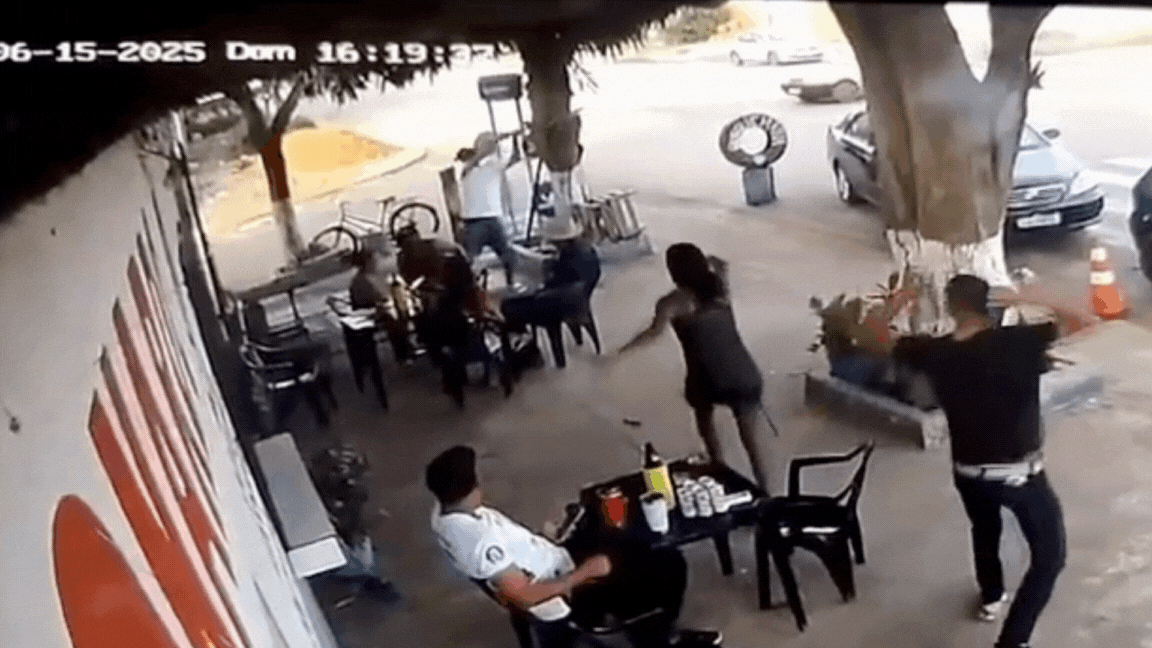 VÍDEO: homem é preso após golpear 
cliente com barra de ferro na cabeça em bar de MT 