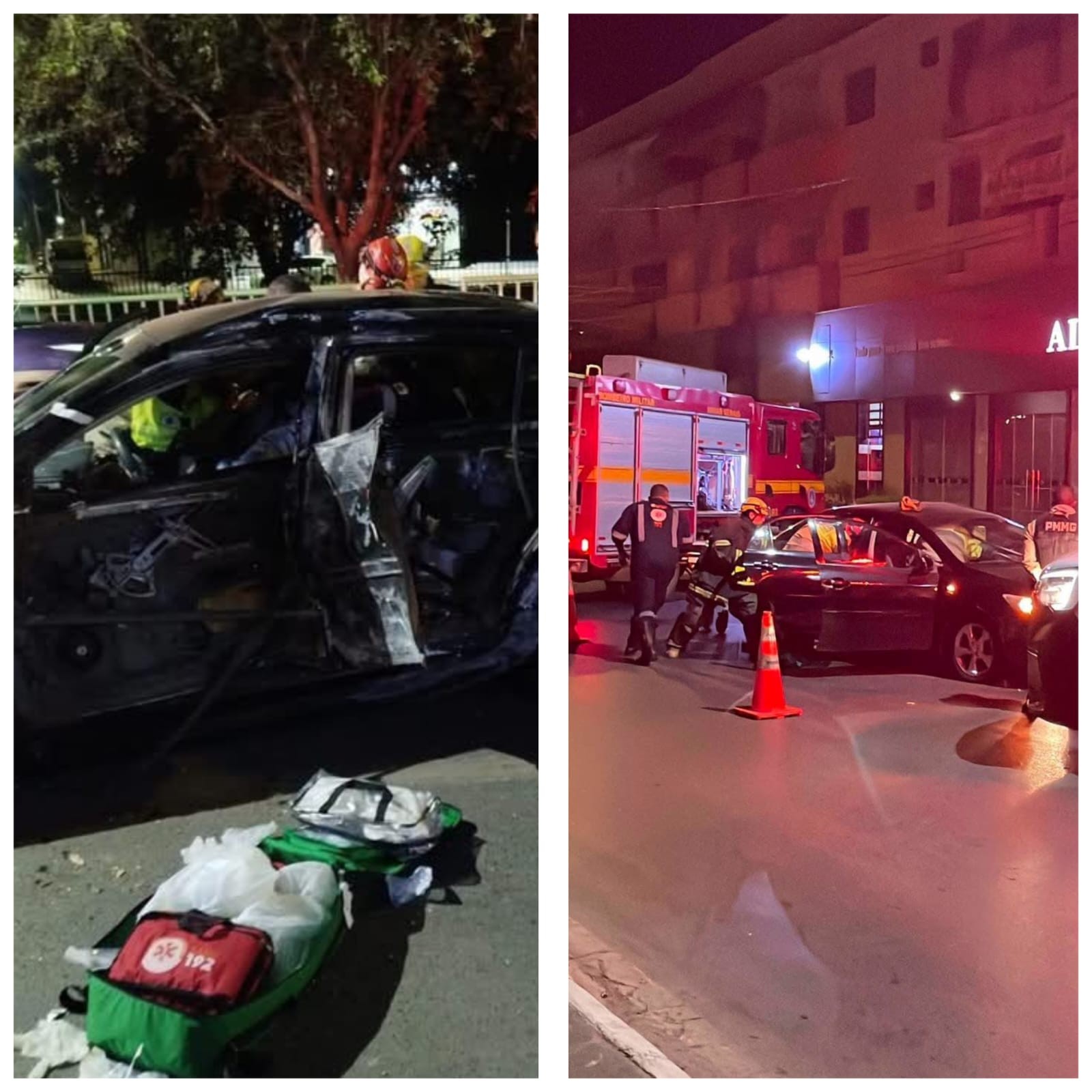 Motorista fica ferido após carro atingir poste em avenida de Montes Claros