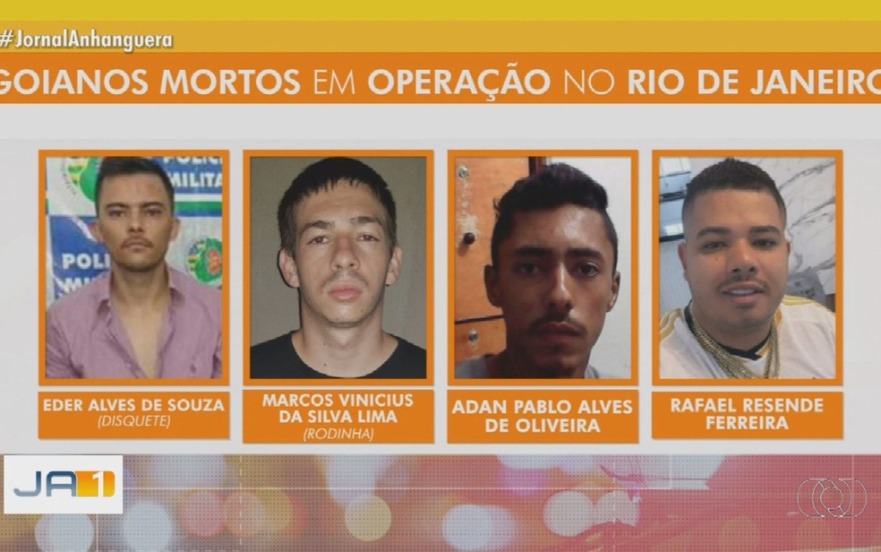 Goianos mortos durante a megaoperação da polícia contra o crime organizado, no Rio de Janeiro — Foto: Reprodução/ TV Anhanguera
