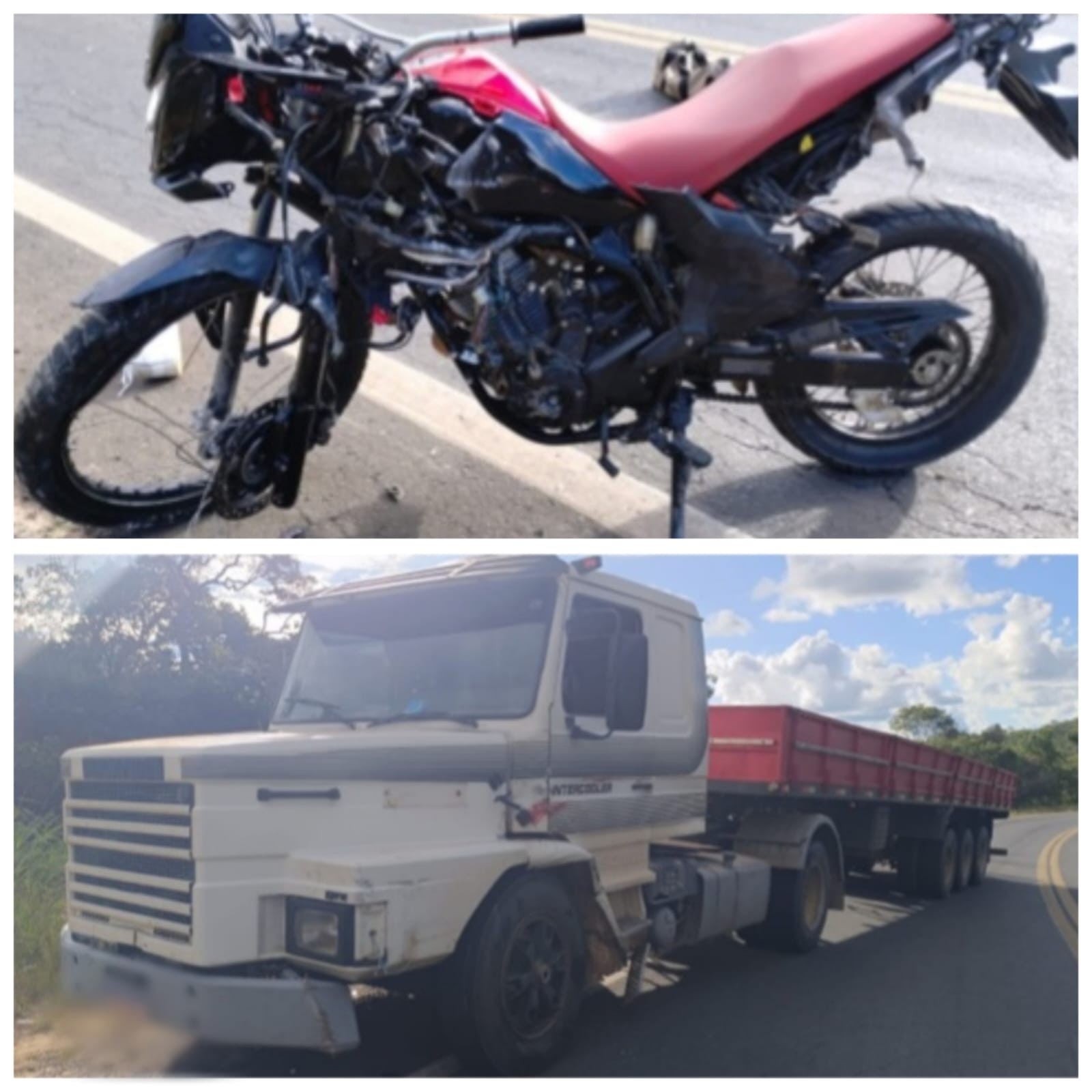 Motociclista morre após bater de frente com carreta na MGC-135