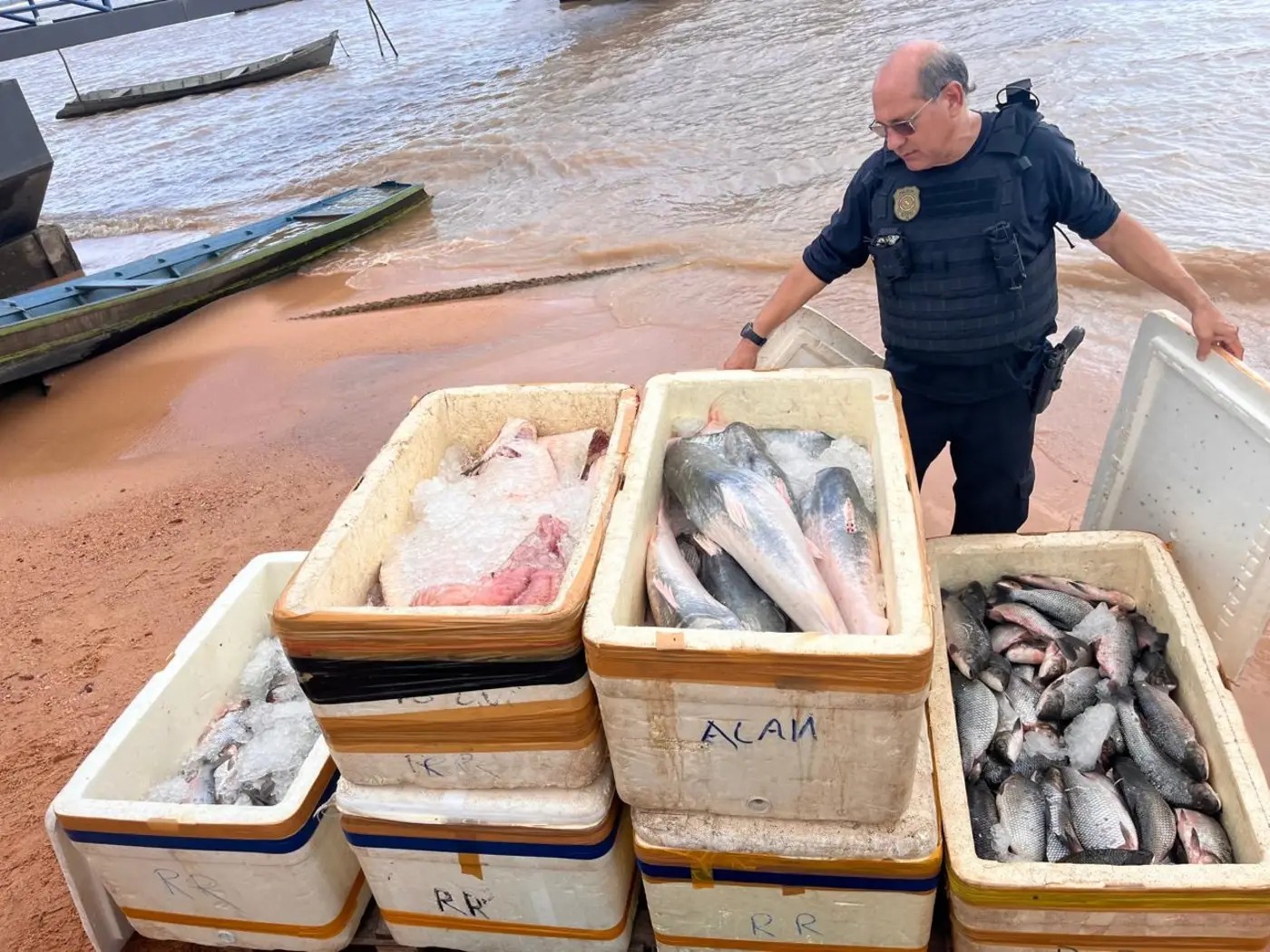 Mais de meia tonelada de pescado é apreendida durante fiscalização na Base Candiru, em Óbidos