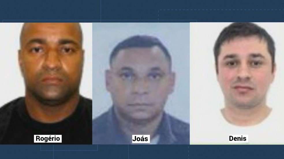 Da esquerda para a direita: Rogério Vieira Guimarães, Joás Ramos do Nascimento e Denis Willians Neres Alpoim — Foto: Reprodução/TV Globo