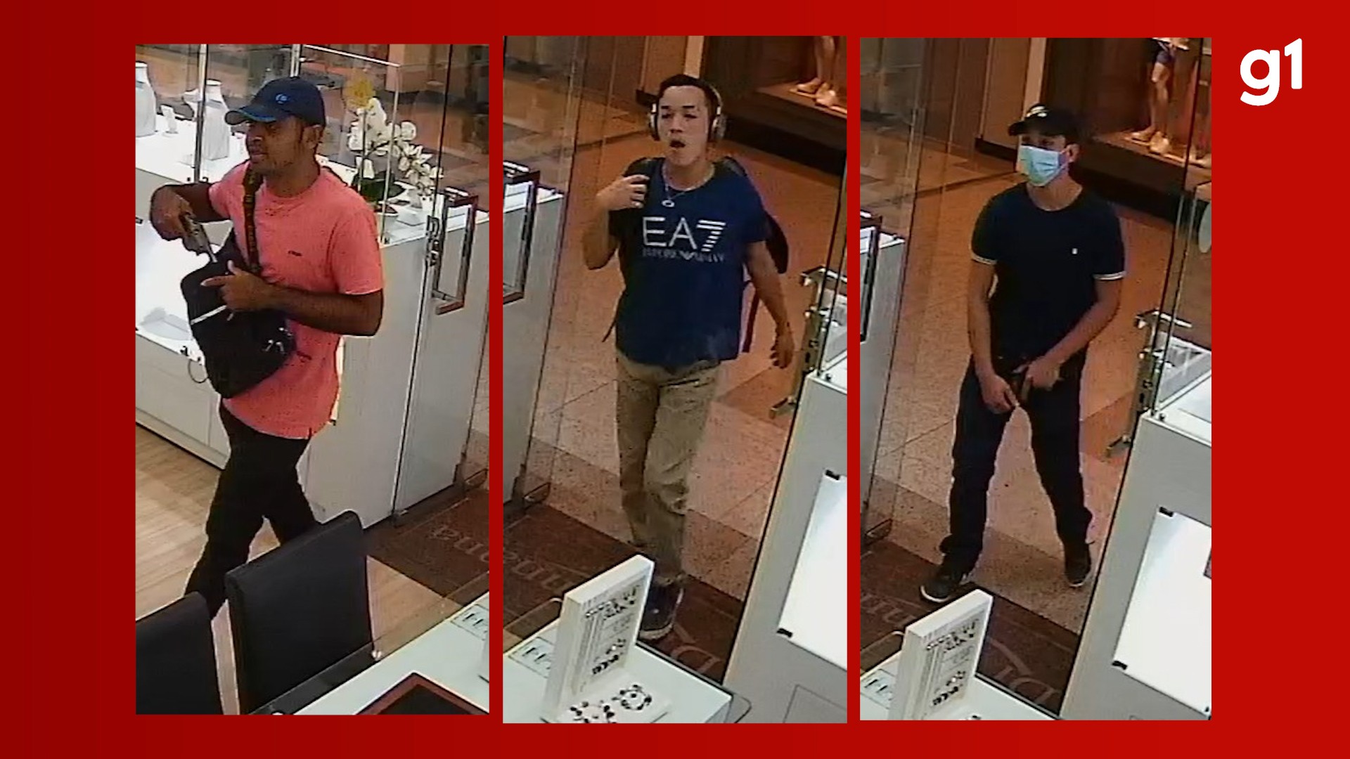 Polícia divulga imagem de suspeitos de assaltarem joalheria em shopping de Manaus