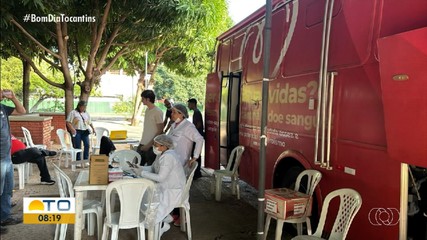 Unidade móvel do hemocentro coleta sangue na Controladoria Geral do Estado