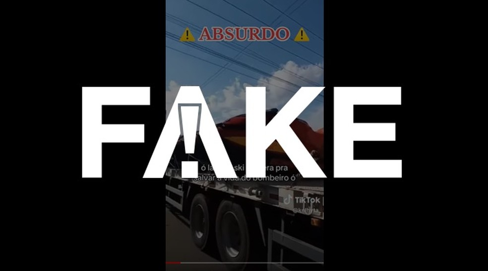 É #FAKE que bombeiros esconderam jet skis que seriam usados em resgate no RS — Foto: Reprodução
